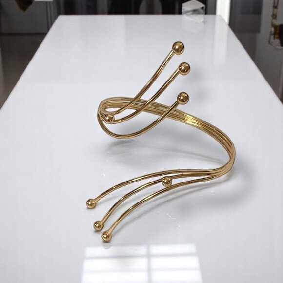 Gold Open Beaded Armlet Band Upper Arm Cuff Bracelet - NEW - Picture 1 of 3